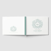 Sage grijze witte bladmonogram bruiloft gastenboek (Volledig)