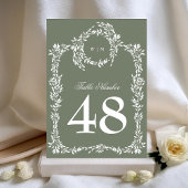 Sage Groen 5 x 7 Monogram Krans Tafel Nummers
