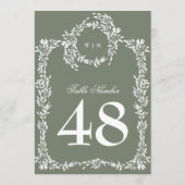 Sage Groen 5 x 7 Monogram Krans Tafel Nummers (Achterkant)