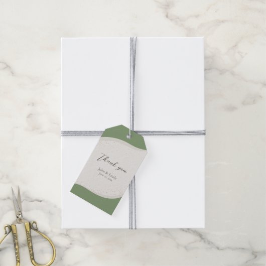 Sage Groen Abstract Huwelijksgunst Cadeaulabel (Met Touw)