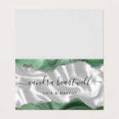 Sage Groen Agate Zilver Glitter Luxe Visitekaartje (Buitenkant ongevouwen)