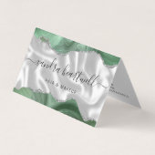 Sage Groen Agate Zilver Glitter Luxe Visitekaartje (Voorkant)