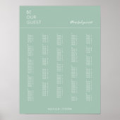 Sage Groen Alfabetische Bruiloft Zittinggrafiek Poster (Voorkant)