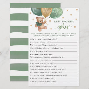 Sage Groen Baby shower Baby Grappen Spel Teddy Bea