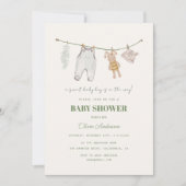 Sage Groen Baby shower Boho Jongenskleding Kaart (Voorkant)