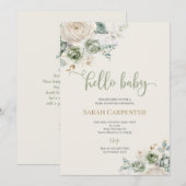 Sage Groen Baby shower Kaart (Voorkant / Achterkant)