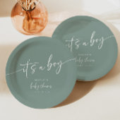 Sage Groen Baby shower Papier Bord Modern Boy