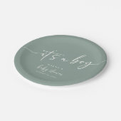 Sage Groen Baby shower Papier Bord Modern Boy (Gekanteld)