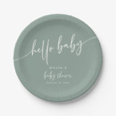 Sage Groen Baby shower Papier Bord Modern Neutraal (Voorkant)
