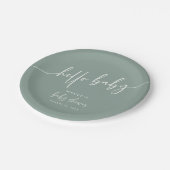 Sage Groen Baby shower Papier Bord Modern Neutraal (Gekanteld)