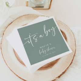 Sage Groen Baby shower Papier Servetten Modern Boy