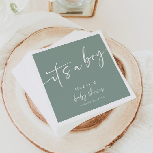Sage Groen Baby shower Papier Servetten Modern Boy