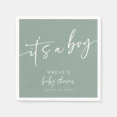 Sage Groen Baby shower Papier Servetten Modern Boy (Voorkant)