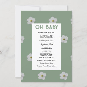 Sage Groen Baby shower QR Code Bloemenbloei Schatt Kaart