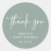 Sage Groen Baby shower Ronde Sticker Modern Eenvou (Voorkant)