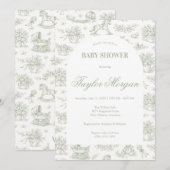 Sage Groen Babyshower Uitnodiging | Klassiek (Voorkant / Achterkant)
