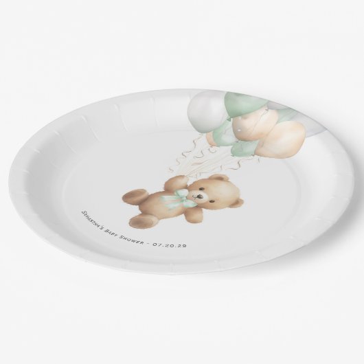 Sage Groen Barly Wachten Geslacht Neutrale Douche Papieren Bordje (Gekanteld)