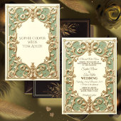 Sage Groen Barok Grandeur Bloemen Motief Faux Goud Kaart