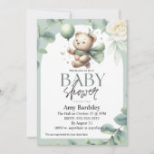 Sage Groen Beer Baby shower Kaart (Voorkant)