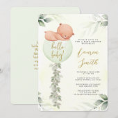 Sage Groen Beer Baby shower Kaart (Voorkant / Achterkant)