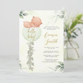 Sage Groen Beer Baby shower Kaart (Staand voorkant)