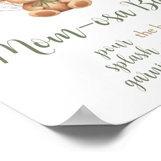 Sage Groen Beer Balloon Baby shower Moeder Osa Bar Poster (Hoek)