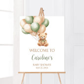 Sage Groen Beer Balloon Baby shower Welkom Poster