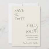 Sage Groen Beige Boho Chique Moderne Minimale Brui Save The Date (Voorkant)