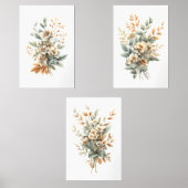 Sage Groen Beige Neutrale Kleuren Botanische Bloem Muurkunst Sets (Voorkant)
