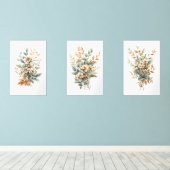 Sage Groen Beige Neutrale Kleuren Botanische Bloem Muurkunst Sets (Houten vloer)