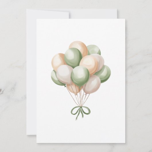 Sage Groen Beren Balloon Baby shower Kaart (Achterkant)