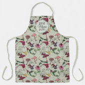 Sage Groen Beste Moeder Ooit Bloemen & Kolibrie Schort (Voorkant)