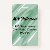 Sage groen blad voeg naam toe adres tekst patroon  badge (Achterkant)