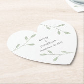 Sage Groen Bladblad Stoffige Namen Datum Bruiloft  Kartonnen Onderzetters (Gekanteld)