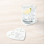 Sage Groen Bladblad Stoffige Namen Datum Bruiloft Kartonnen Onderzetters (Insitu)