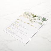 Sage Groen Bladeren Bruiloft Gouden folie Menu Folie Uitnodiging (Gedraaid)