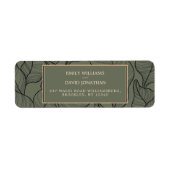 Sage Groen Bladeren Line Art Classic Etiket (Voorkant)