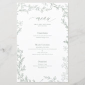 Sage Groen Bladgroen Lijst Bruiloft Menu (Voorkant)