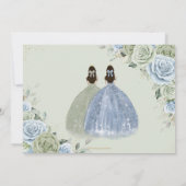 Sage Groen Blauw Bloemen Twins Quinceanera Sweet 1 Save The Date (Achterkant)