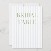 Sage Groen & Blauw Bruids Tafel Nummer Kaart (Voorkant)