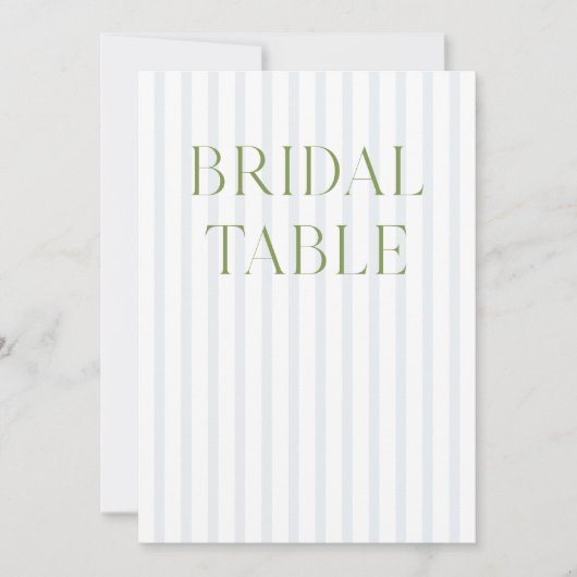 Sage Groen & Blauw Bruids Tafel Nummer Kaart (Voorkant)