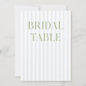 Sage Groen & Blauw Bruids Tafel Nummer Kaart (Achterkant)