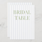 Sage Groen & Blauw Bruids Tafel Nummer Kaart (Voorkant / Achterkant)