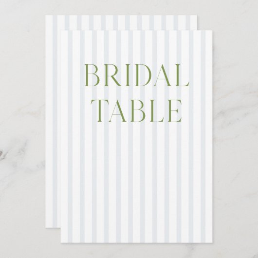 Sage Groen & Blauw Bruids Tafel Nummer Kaart (Voorkant / Achterkant)