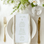  Sage Groen & Blauw Gestreept Trouwmenu Menu