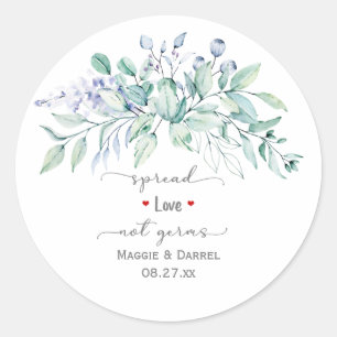 Sage Groen & Blauw Groen Spreiden Liefde Niet Kiem Ronde Sticker