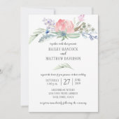 Sage Groen Blauw Roze Bloemen Groen Bruiloft Kaart (Voorkant)