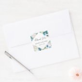 Sage Groen Blauw Wit Bloemen Bruiloft Dank u Vierkante Sticker (Envelop)