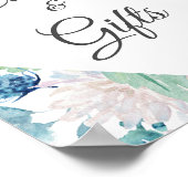 Sage Groen Blauw Wit Bloemen Kaarten en Geschenken Poster (Hoek)