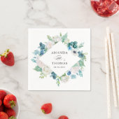 Sage Groen Blauw Wit Pastel Bloemen Bruiloft Servet (Insitu)